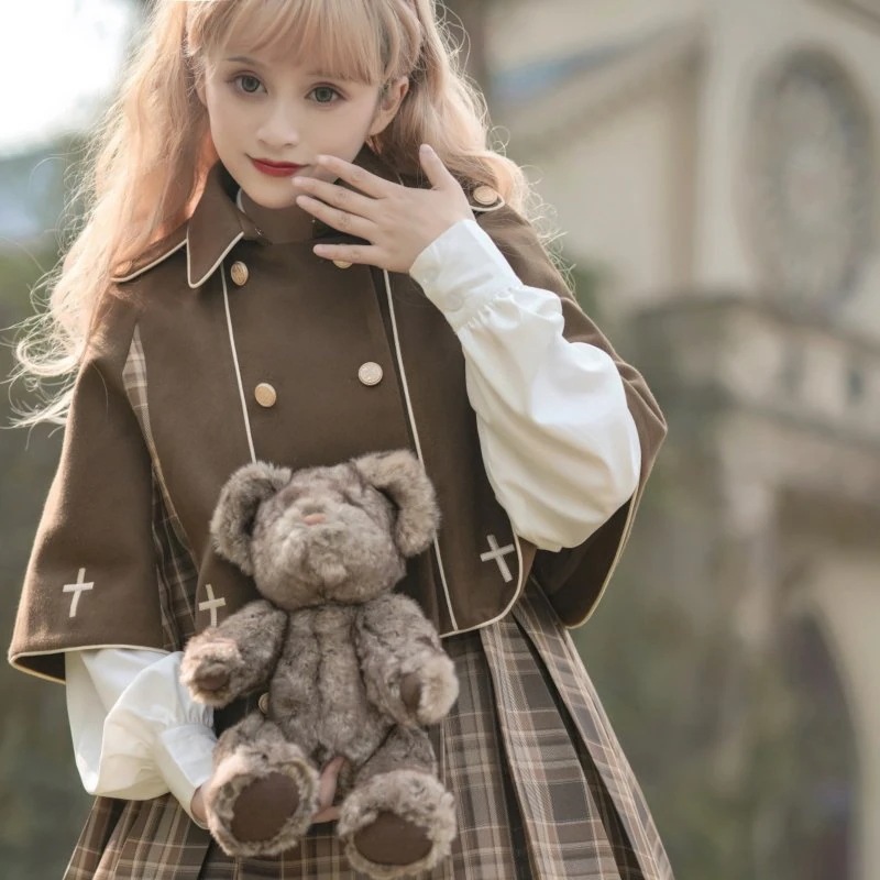 秋冬 マント レディース ロリータ ポンチョ コート 学園風 クラシック 日常 JK クラロリ ゴシック 軍ロリ 秋冬 マント レディース ロリータ ポンチョ コート 学園風 クラシック 日常 JK クラロリ ゴシック 軍ロリ