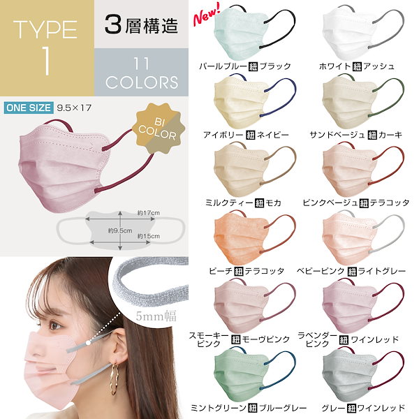 Qoo10] fancysharpmask マスク 不織布 小顔マスク バイカラー