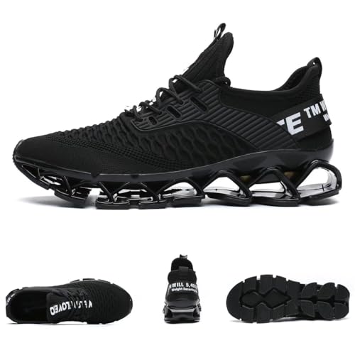 Socviis メンズ スニーカー ジョギング カジュアル 運動靴 ウォーキング 通気性 アウトドア トレーニングシューズ 学生 通学 サラリーマン ブラック 28.5 cm
