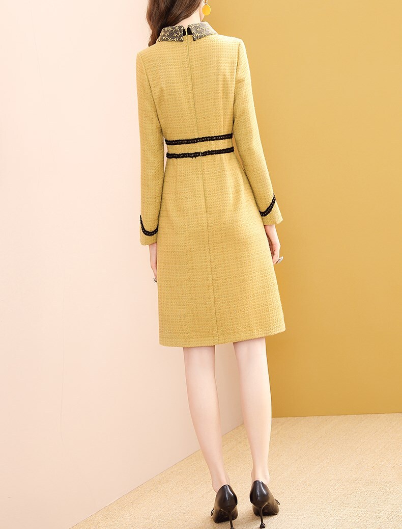 レディース ワンピース ミニ ミニ丈 膝上 長袖 襟付き 細身 Aライン ウエストマーク かわいい レディース ワンピース ミニ ミニ丈 膝上 長袖 襟付き 細身 Aライン ウエストマーク かわいい