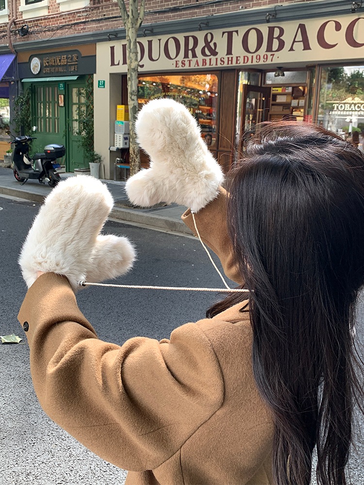 真兎毛編み手袋冬にベルベットがかわいい保温防風弾力皮草手袋真毛連指手袋女 真兎毛編み手袋冬にベルベットがかわいい保温防風弾力皮草手袋真毛連指手袋女