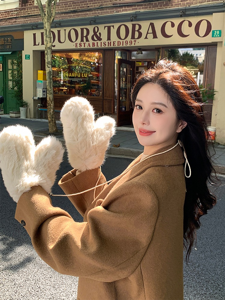 真兎毛編み手袋冬にベルベットがかわいい保温防風弾力皮草手袋真毛連指手袋女 真兎毛編み手袋冬にベルベットがかわいい保温防風弾力皮草手袋真毛連指手袋女