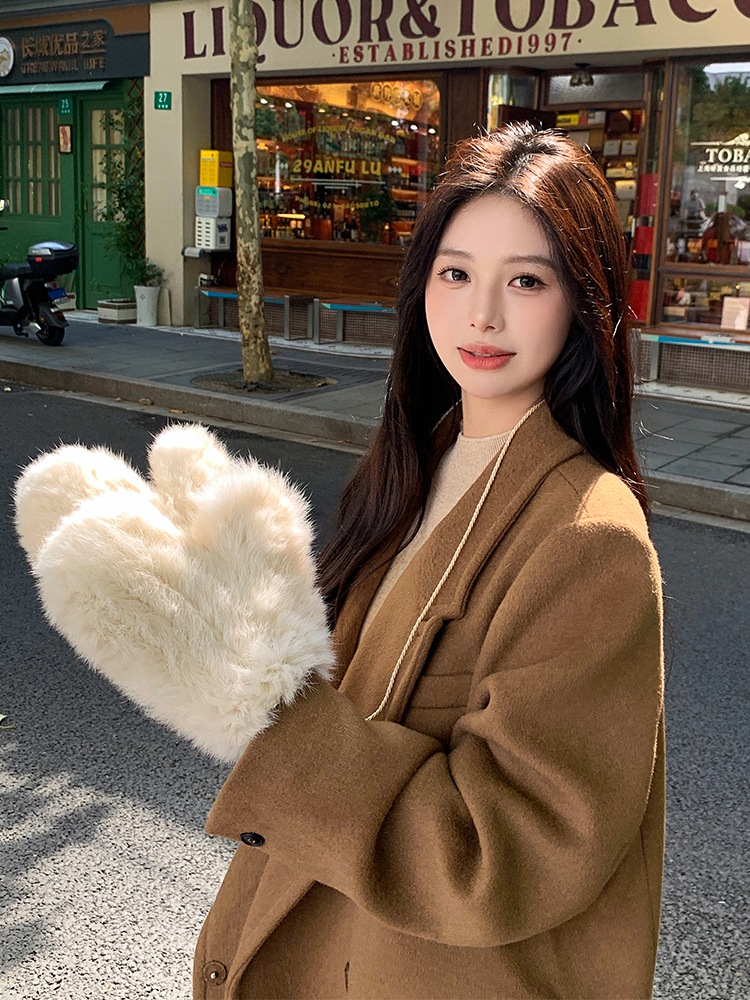 真兎毛編み手袋冬にベルベットがかわいい保温防風弾力皮草手袋真毛連指手袋女 真兎毛編み手袋冬にベルベットがかわいい保温防風弾力皮草手袋真毛連指手袋女