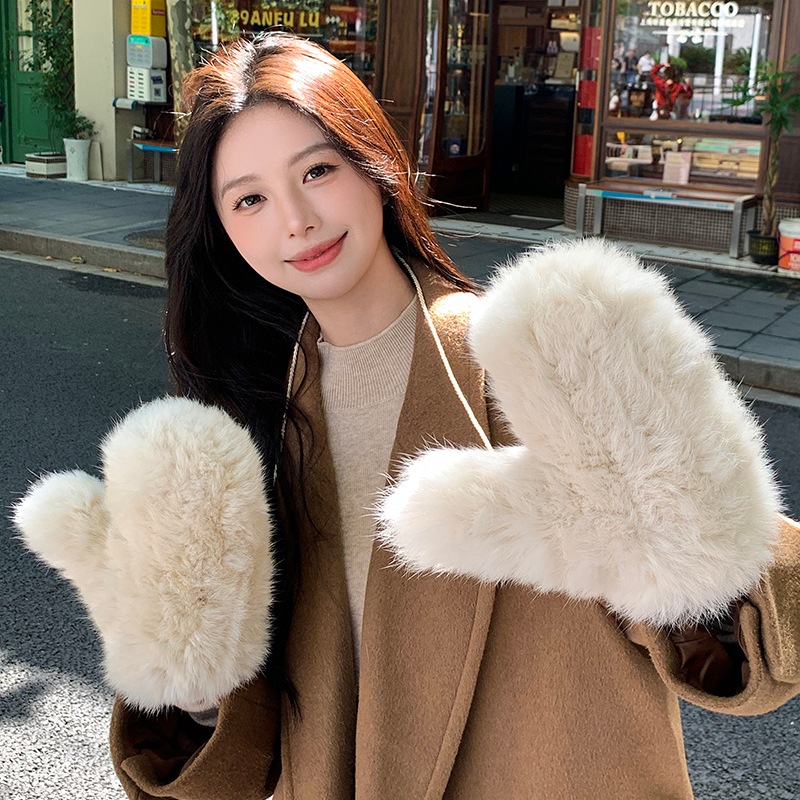 真兎毛編み手袋冬にベルベットがかわいい保温防風弾力皮草手袋真毛連指手袋女 真兎毛編み手袋冬にベルベットがかわいい保温防風弾力皮草手袋真毛連指手袋女