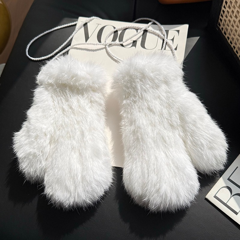 真兎毛編み手袋冬にベルベットがかわいい保温防風弾力皮草手袋真毛連指手袋女 真兎毛編み手袋冬にベルベットがかわいい保温防風弾力皮草手袋真毛連指手袋女