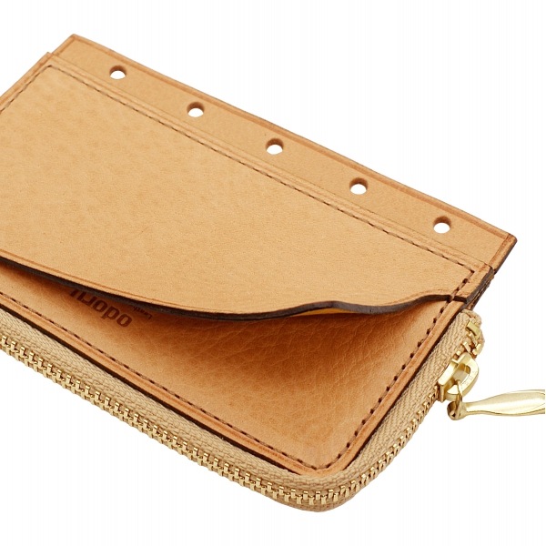 オールリネアヴァスカボックス ミニ5 ジッパーポーチ【ナチュラル】本革 日本製 514-4