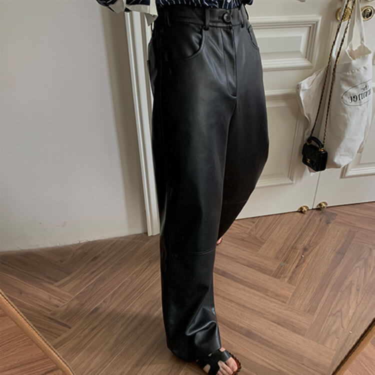 レザーパンツ レディース 韓国 ロング ロングパンツ フェイクレザー エコレザー ワイドパンツ レザー ハイウエスト ストレート カジュアル レザーパンツ レディース 韓国 ロング ロングパンツ フェイクレザー エコレザー ワイドパンツ レザー ハイウエスト ストレート カジュアル