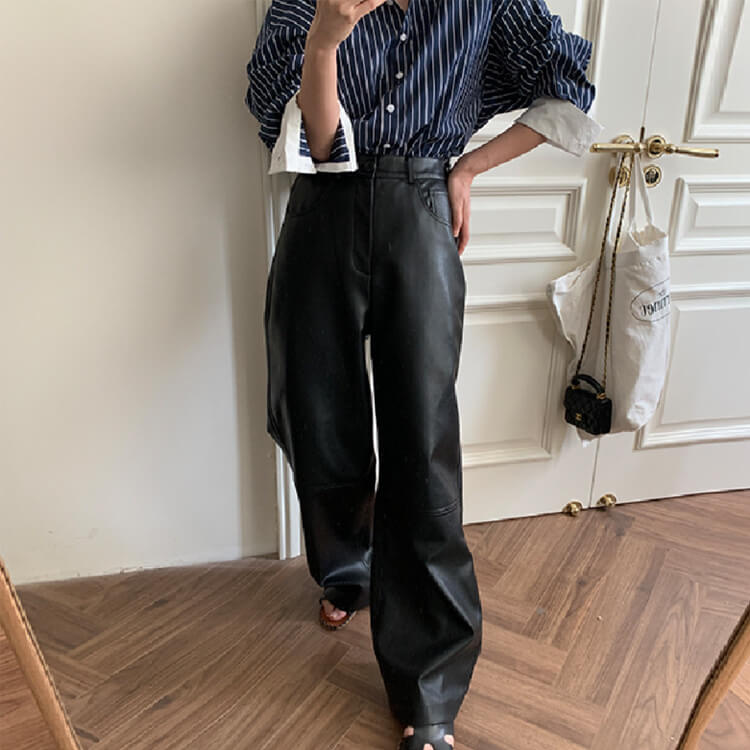 レザーパンツ レディース 韓国 ロング ロングパンツ フェイクレザー エコレザー ワイドパンツ レザー ハイウエスト ストレート カジュアル レザーパンツ レディース 韓国 ロング ロングパンツ フェイクレザー エコレザー ワイドパンツ レザー ハイウエスト ストレート カジュアル