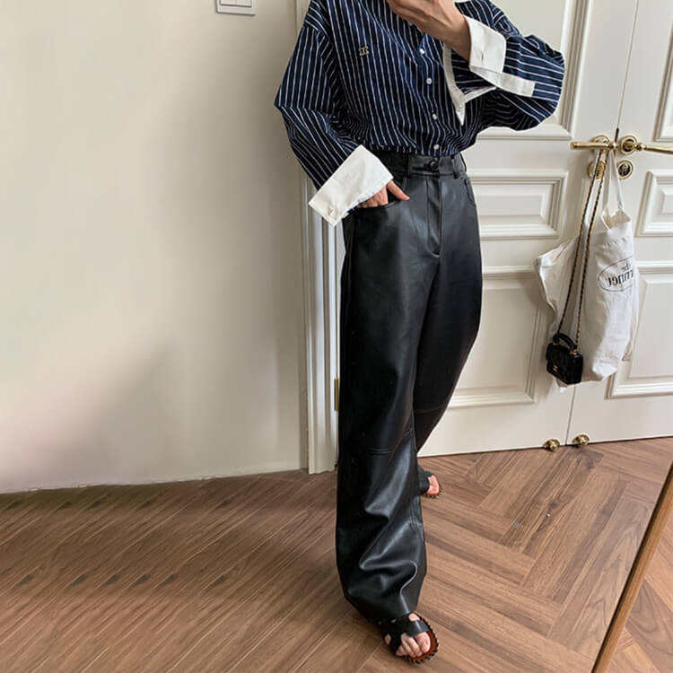 レザーパンツ レディース 韓国 ロング ロングパンツ フェイクレザー エコレザー ワイドパンツ レザー ハイウエスト ストレート カジュアル レザーパンツ レディース 韓国 ロング ロングパンツ フェイクレザー エコレザー ワイドパンツ レザー ハイウエスト ストレート カジュアル
