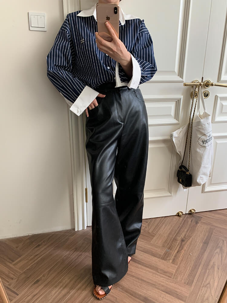 レザーパンツ レディース 韓国 ロング ロングパンツ フェイクレザー エコレザー ワイドパンツ レザー ハイウエスト ストレート カジュアル レザーパンツ レディース 韓国 ロング ロングパンツ フェイクレザー エコレザー ワイドパンツ レザー ハイウエスト ストレート カジュアル