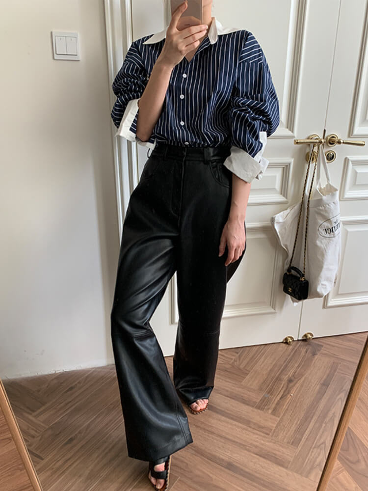 レザーパンツ レディース 韓国 ロング ロングパンツ フェイクレザー エコレザー ワイドパンツ レザー ハイウエスト ストレート カジュアル レザーパンツ レディース 韓国 ロング ロングパンツ フェイクレザー エコレザー ワイドパンツ レザー ハイウエスト ストレート カジュアル