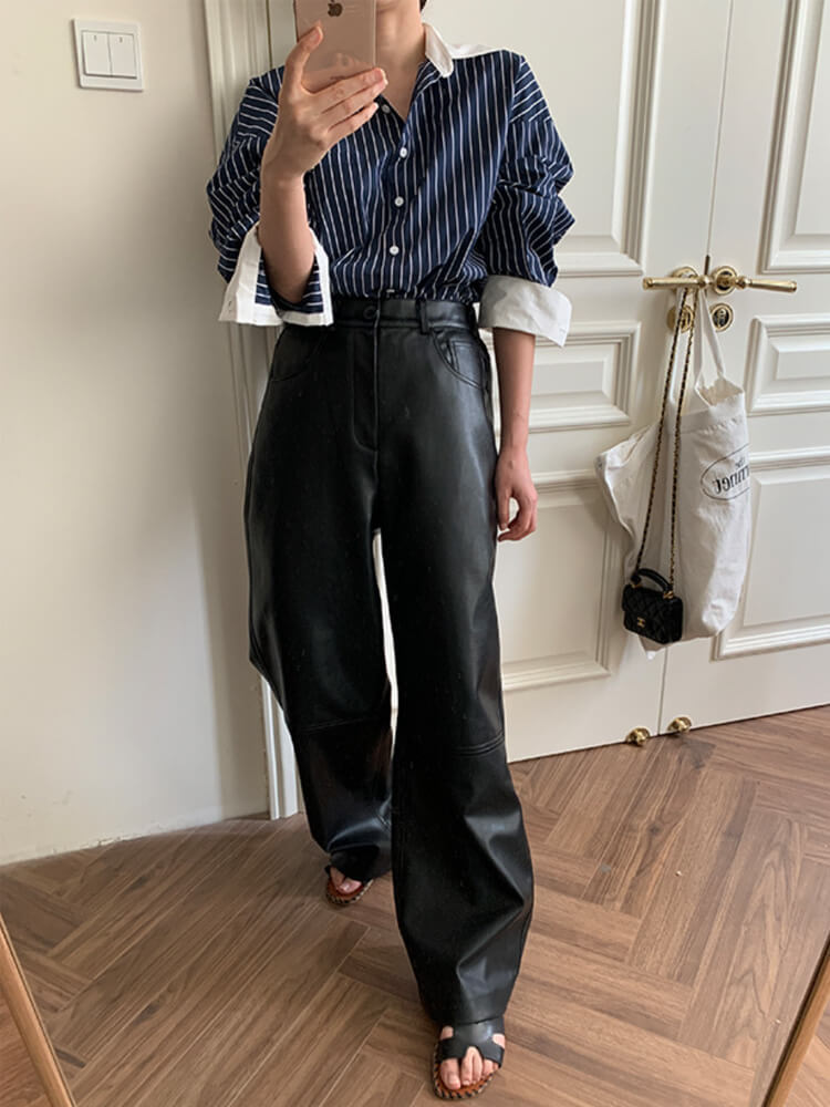 レザーパンツ レディース 韓国 ロング ロングパンツ フェイクレザー エコレザー ワイドパンツ レザー ハイウエスト ストレート カジュアル レザーパンツ レディース 韓国 ロング ロングパンツ フェイクレザー エコレザー ワイドパンツ レザー ハイウエスト ストレート カジュアル