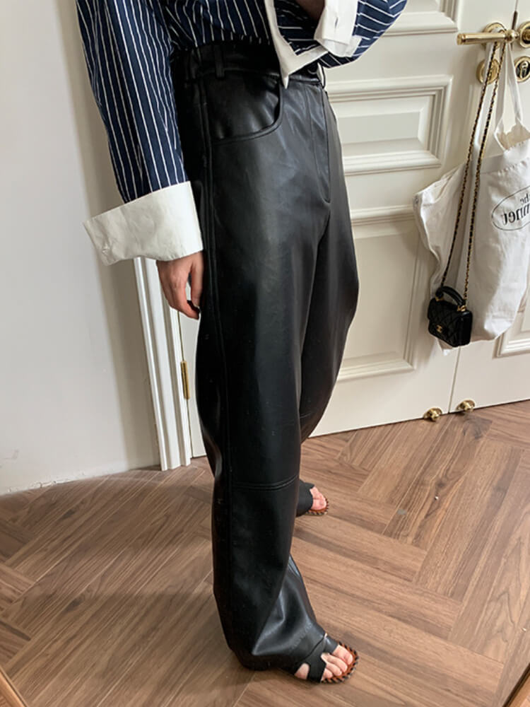 レザーパンツ レディース 韓国 ロング ロングパンツ フェイクレザー エコレザー ワイドパンツ レザー ハイウエスト ストレート カジュアル レザーパンツ レディース 韓国 ロング ロングパンツ フェイクレザー エコレザー ワイドパンツ レザー ハイウエスト ストレート カジュアル
