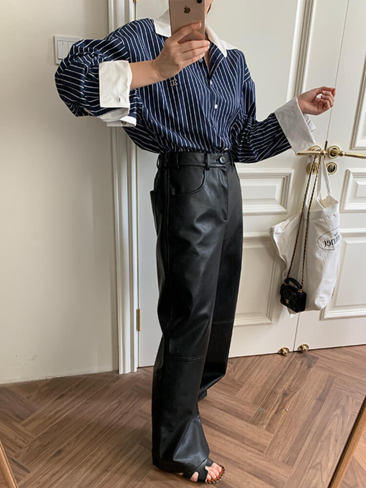 レザーパンツ レディース 韓国 ロング ロングパンツ フェイクレザー エコレザー ワイドパンツ レザー ハイウエスト ストレート カジュアル レザーパンツ レディース 韓国 ロング ロングパンツ フェイクレザー エコレザー ワイドパンツ レザー ハイウエスト ストレート カジュアル