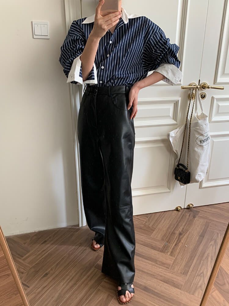 レザーパンツ レディース 韓国 ロング ロングパンツ フェイクレザー エコレザー ワイドパンツ レザー ハイウエスト ストレート カジュアル レザーパンツ レディース 韓国 ロング ロングパンツ フェイクレザー エコレザー ワイドパンツ レザー ハイウエスト ストレート カジュアル