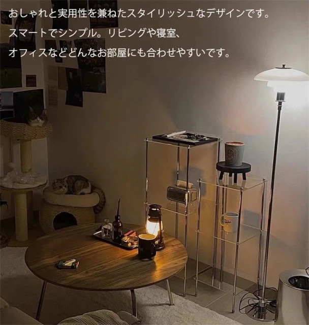 アクリルラック オープンシェルフ 2段ラック 3段ラック4段ラック本棚 収納 棚 簡単組立 キャスター付き おしゃれ 収納棚 ディスプレイ ラ