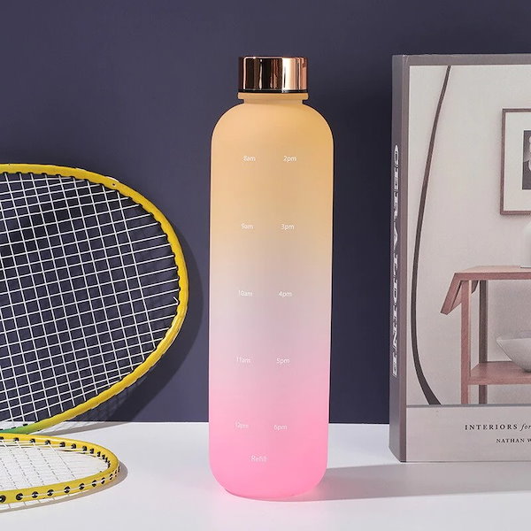 グラデーション水筒 1000ml 1000ml グラデーション 水筒 タイムマーカー付き 1リットル