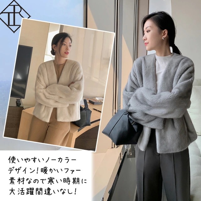 【即納】ジャケット レディース ショートコート アウター ジャケット 上着 大きいサイズ 秋 冬 ノーカラー ファーコート エコファー 暖かい 体型カバー ゆるい ふんわり カジュアル ビックシルエ