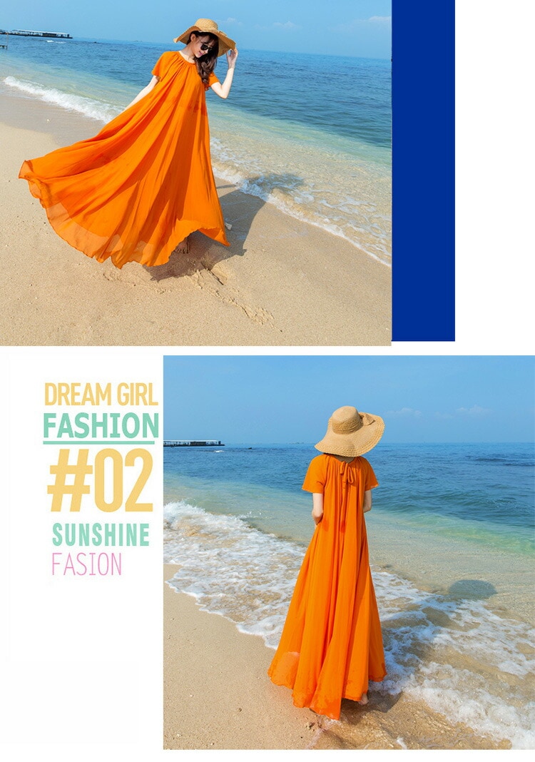 マキシワンピース ワンピース 夏 リゾート 半袖 ロング ロングワンピース シフォン シフォンワンピース リゾートワンピ マキシ丈 無地 ボヘミアン ハワイ ハワイアン ロングワンピース 二つ