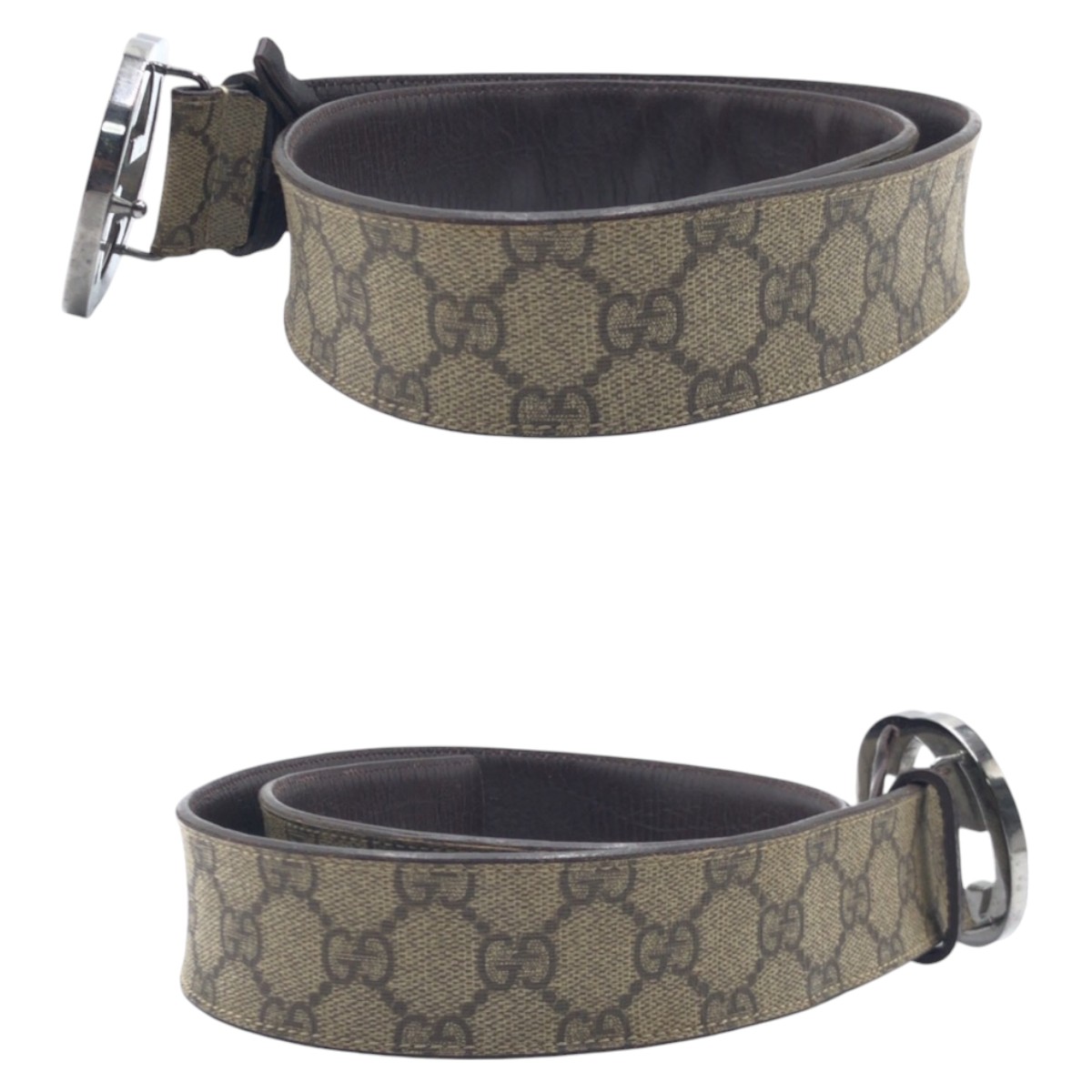 インターロッキング ベージュ ブラウン シルバー金具 GGスプリームキャンバス/レザー 114984 ベルト GGバックル メンズ 410791 インターロッキング ベージュ ブラウン シルバー金具 GGスプリームキャンバス/レザー 114984 ベルト GGバックル メンズ 410791