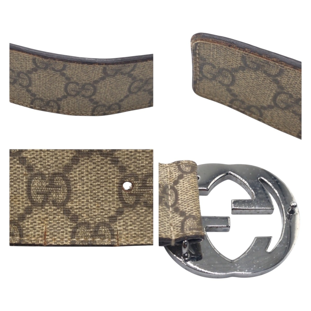 インターロッキング ベージュ ブラウン シルバー金具 GGスプリームキャンバス/レザー 114984 ベルト GGバックル メンズ 410791 インターロッキング ベージュ ブラウン シルバー金具 GGスプリームキャンバス/レザー 114984 ベルト GGバックル メンズ 410791