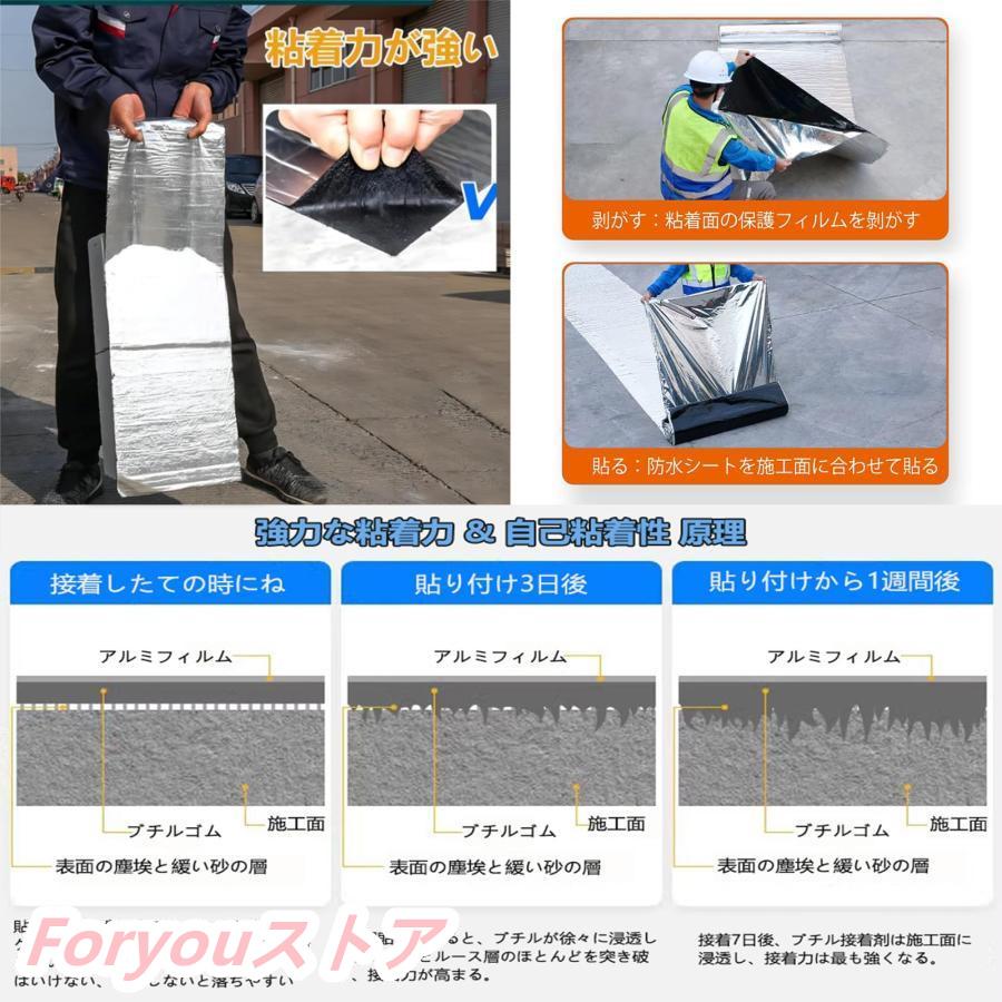【即纳】激安販売！強力防水シート 強力粘着防水テープ 幅1m×厚さ1.5ｍｍ (20m)アルミニウム箔面 屋根用 がして貼るだけ 補修テープ 耐熱防水 屋外 止水テープ 大面積 水漏れ防