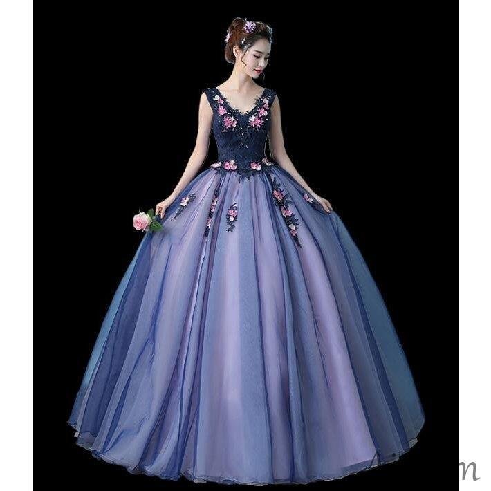 カラードレス 二次会 パーティードレス ロングドレス 花嫁 ウェディングドレス 結婚式 演奏会 ウ