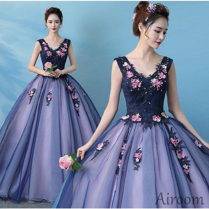 カラードレス 二次会 パーティードレス ロングドレス 花嫁 ウェディングドレス 結婚式 演奏会 ウ