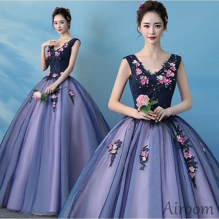 カラードレス 二次会 パーティードレス ロングドレス 花嫁 ウェディングドレス 結婚式 演奏会 ウ