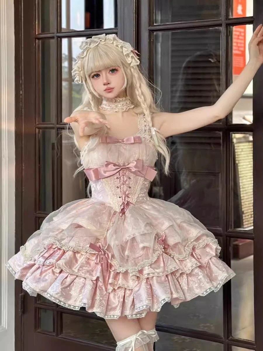 果鈴糖　ヴィクトリアン＊少女と桜＋薔薇(ラベンダー)ロリータドレス Maiden's Rêve | 桜色ケープ付きロリータドレスセット💕 ♡Price
