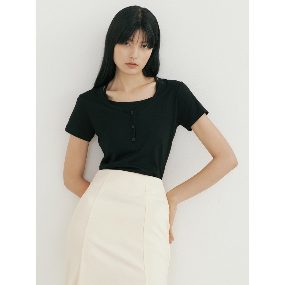 レボルグブロウェーブボタンTシャツブラック レボルグブロウェーブボタンTシャツブラック