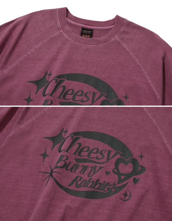 CPGN STUDIO】 Cheese Bunny Raglan Pigment Short Sleeve Tee T