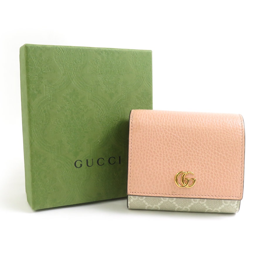 グッチ GUCCI 二つ折り財布 GGマーモント レザー ピンク×ベージュ レディース 598587 56252a グッチ GUCCI 二つ折り財布 GGマーモント レザー ピンク×ベージュ レディース 598587 56252a