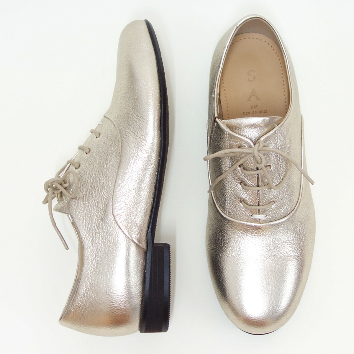 SAYA(サヤ) 51190 プラチナ 天然皮革 オックスフォードシューズ レースアップ カッター SAYA(サヤ) 51190 プラチナ 天然皮革 オックスフォードシューズ レースアップ カッター