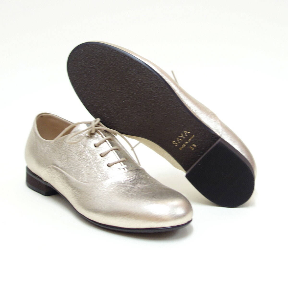 SAYA(サヤ) 51190 プラチナ 天然皮革 オックスフォードシューズ レースアップ カッター SAYA(サヤ) 51190 プラチナ 天然皮革 オックスフォードシューズ レースアップ カッター