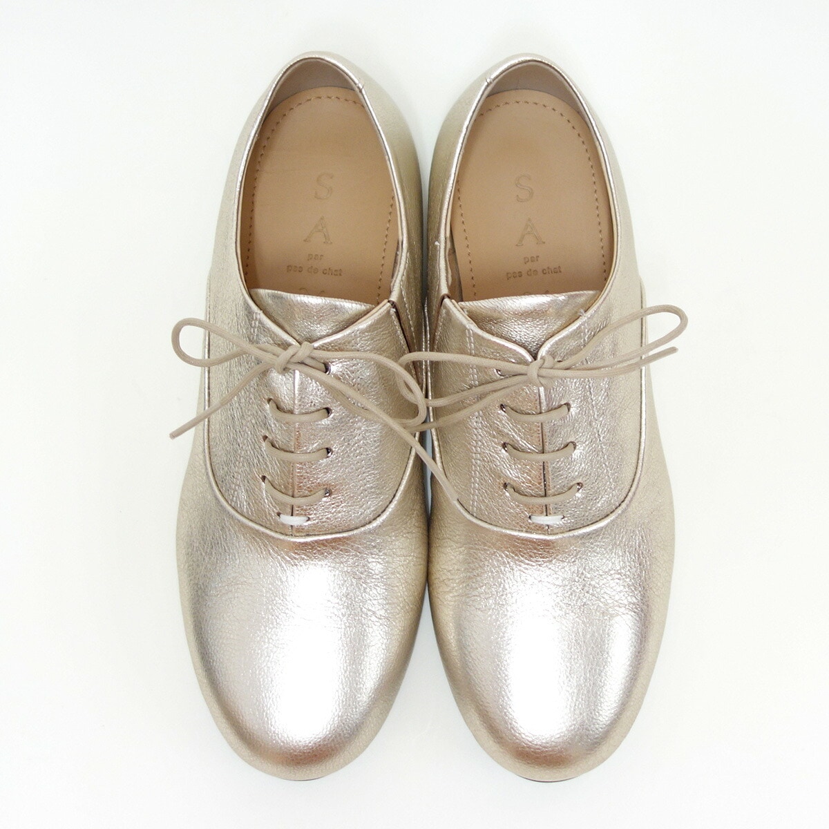 SAYA(サヤ) 51190 プラチナ 天然皮革 オックスフォードシューズ レースアップ カッター SAYA(サヤ) 51190 プラチナ 天然皮革 オックスフォードシューズ レースアップ カッター