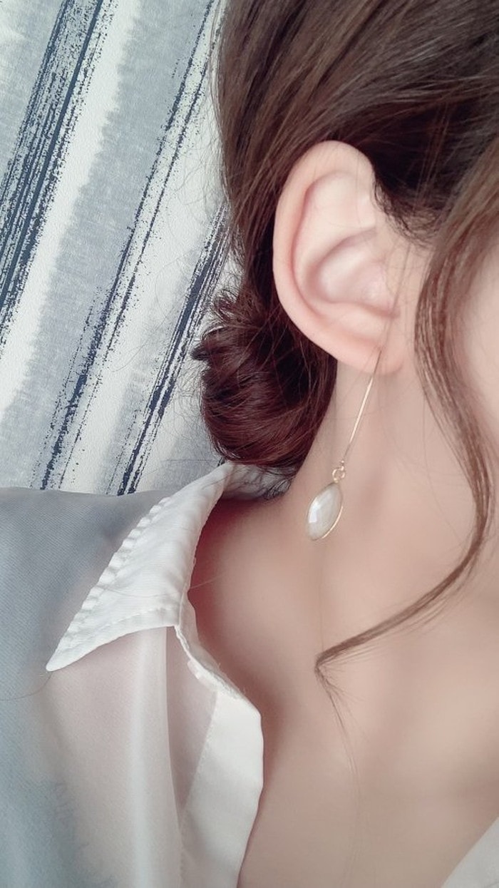 ホワイトムーンストーン 14kgf marquise long stick pierce EL by Loretta レディース アクセサリー mdprevattcaulkingandwaterproofing.com