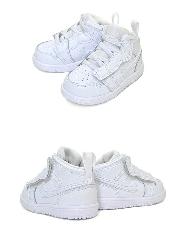 ジョーダン 1 ミッド トドラー キッズ スニーカー AJ1 ホワイト 白 子供靴 ジュニア ベビー ベルクロ