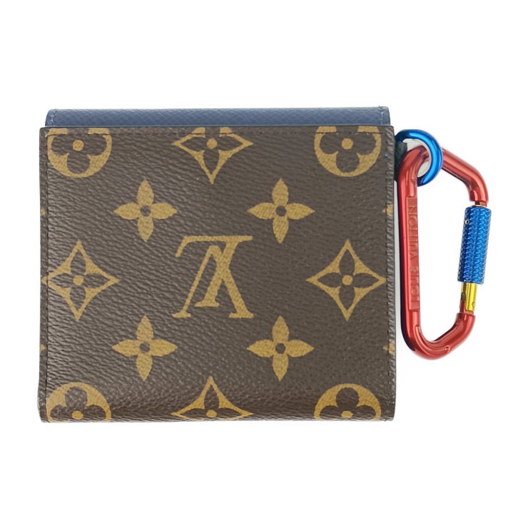 美品 LOUIS VUITTON ルイ ヴィトン 二つ折り財布 コンパクトウォレット by キム・ジョーンズ M63041 ブラウン ネイビー ブルー マルチカラー金具 モノグラム【本物保証】 美品 LOUIS VUITTON ルイ ヴィトン 二つ折り財布 コンパクトウォレット by キム・ジョーンズ M63041 ブラウン ネイビー ブルー マルチカラー金具 モノグラム【本物保証】