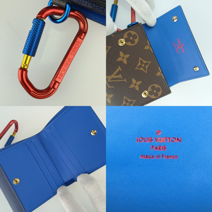 美品 LOUIS VUITTON ルイ ヴィトン 二つ折り財布 コンパクトウォレット by キム・ジョーンズ M63041 ブラウン ネイビー ブルー マルチカラー金具 モノグラム【本物保証】 美品 LOUIS VUITTON ルイ ヴィトン 二つ折り財布 コンパクトウォレット by キム・ジョーンズ M63041 ブラウン ネイビー ブルー マルチカラー金具 モノグラム【本物保証】