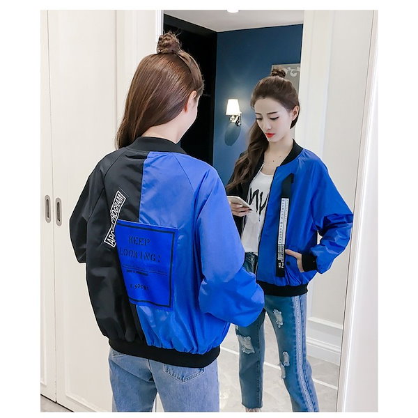 Qoo10] スカジャンレディースジャケットバイカラー