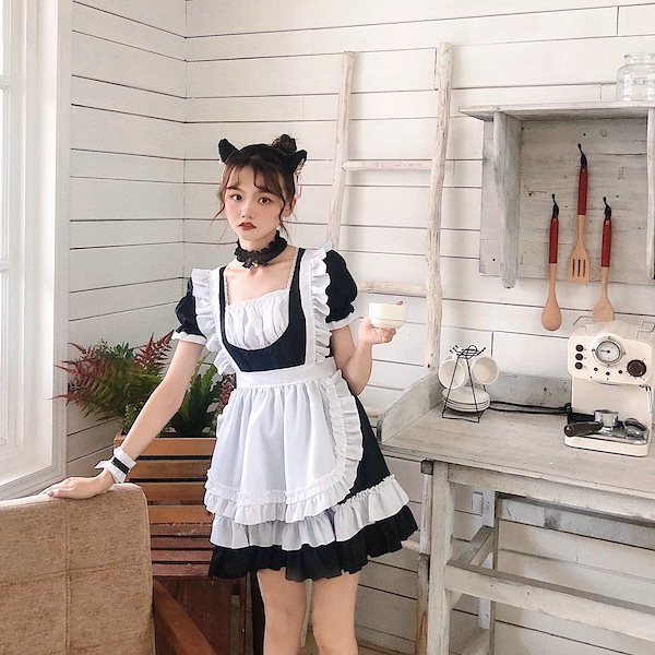 Qoo10] セクシー メイド服 ブラック クリア メ