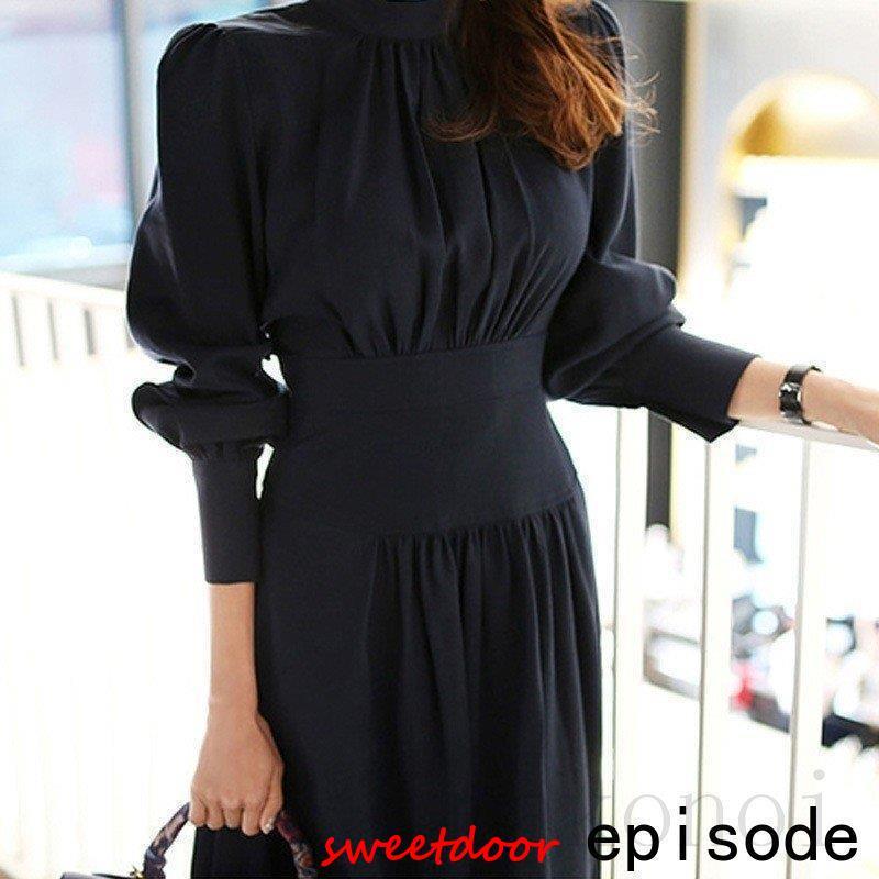 ロングワンピース レディース 秋 冬 長袖 ワンピース ロング丈 ハイネック ドレス 結婚式 パーディー お呼ばれ フォーマル 通勤 OL お洒落 上品 ママワンピ 30代