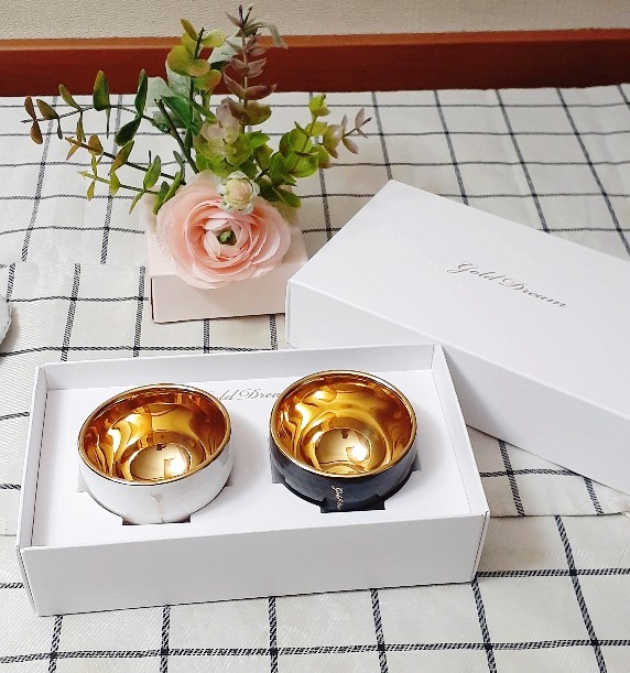 高級感あふれる贈り物 ギフト - ゴールドドリーム24K金杯 ドイツ製24K金 ホールインワン記念 ゴルフボール 陶器