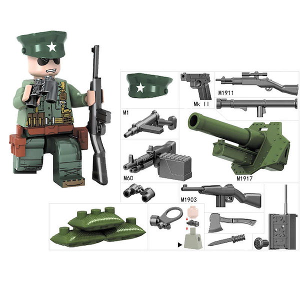 Qoo10] ミニフィグ 軍特殊部隊 6体セット 武器