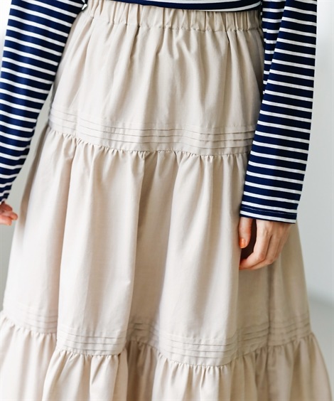 ロングスカート シャンブレーピンタックスカート Otona Purete