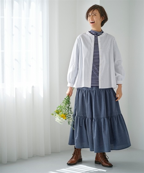 ロングスカート シャンブレーピンタックスカート Otona Purete