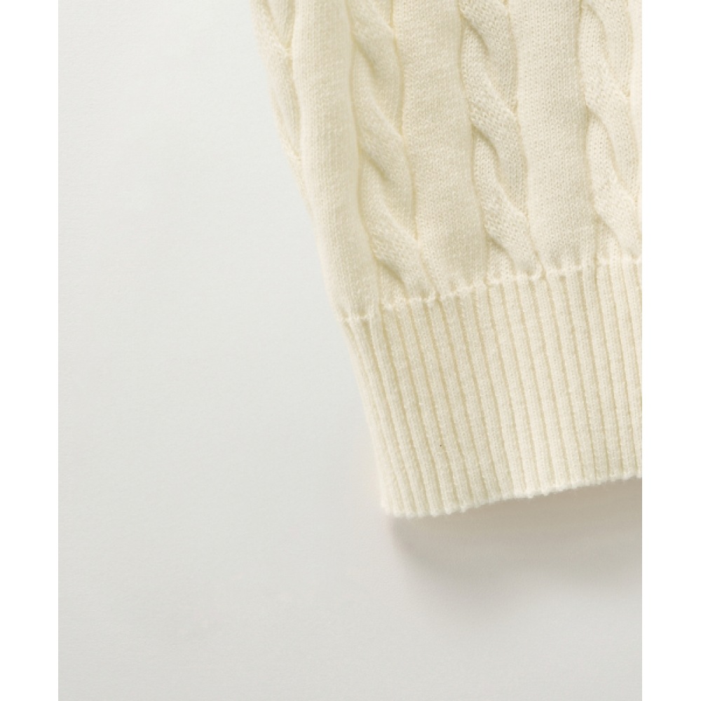 SATUR (W) ケーブルクルーネックハーフニットクリームモデル SATUR (W) ケーブルクルーネックハーフニットクリームモデル