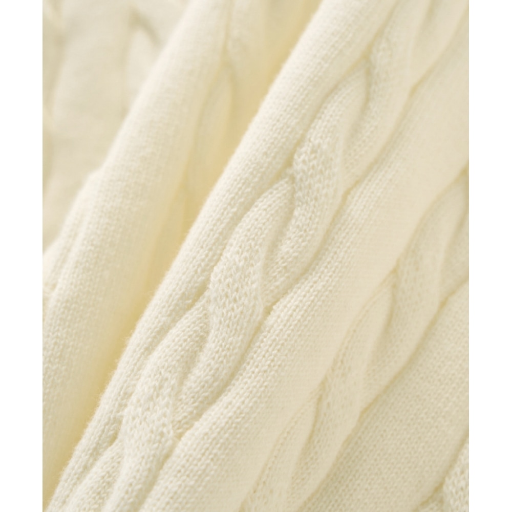 SATUR (W) ケーブルクルーネックハーフニットクリームモデル SATUR (W) ケーブルクルーネックハーフニットクリームモデル