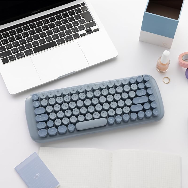 即納：Digio2 無線 ラウンドキーキャップ キーボード ブルーグレー Z0066